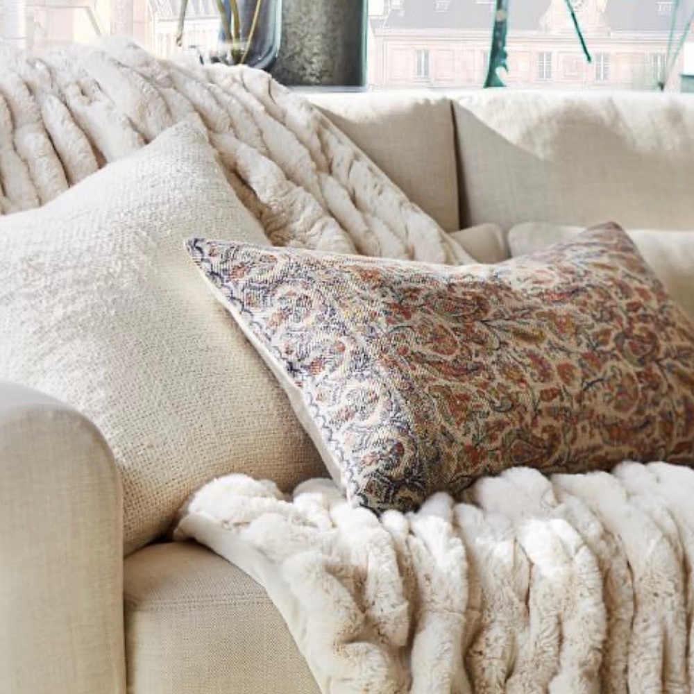 Pottery Barn Jaxton Print Flax Linen Pillow Cover Sold Out New 🍃